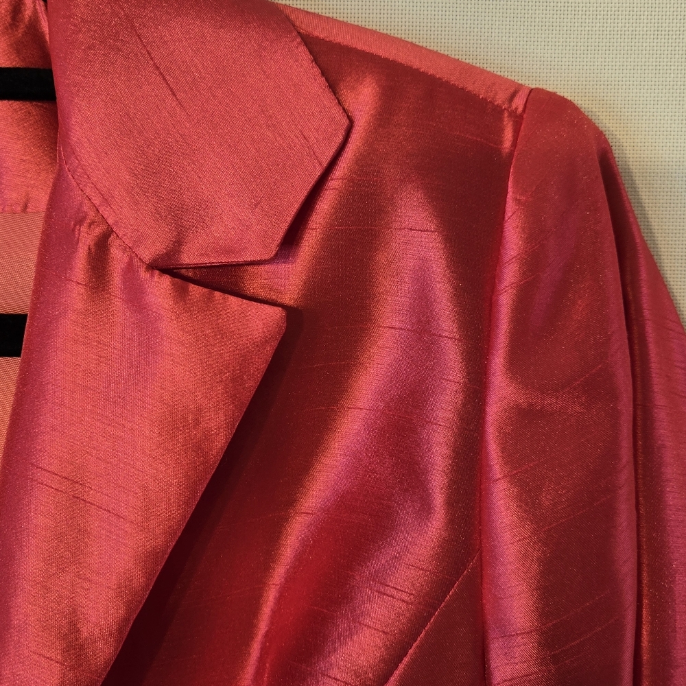 NYNY by Valento Women's NWT Size 6 satin look tailored lined  hot pink blazer - Picture 5 of 7